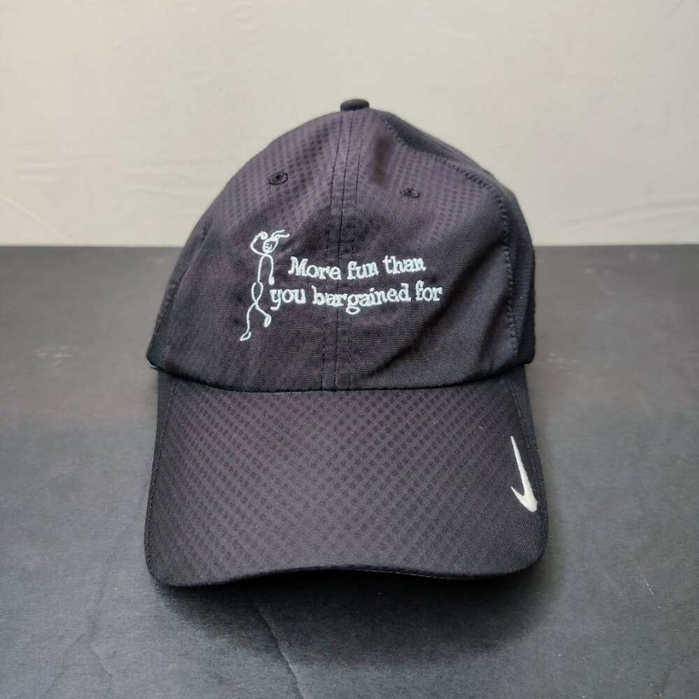 Nike Golf Hat Cap Strap Back Black‎ Embroidered Logo Athletic Mens